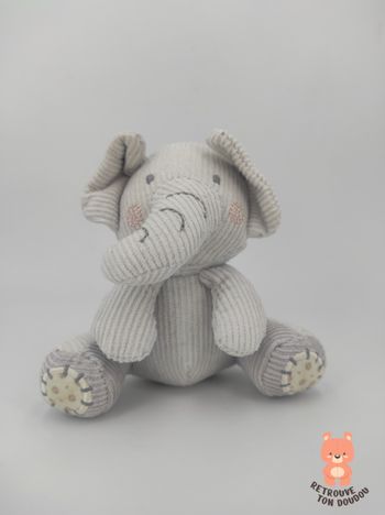 Mini Doudou hochet éléphant gris velours