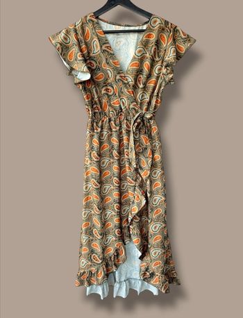 Robe imprimé kaki et orange
