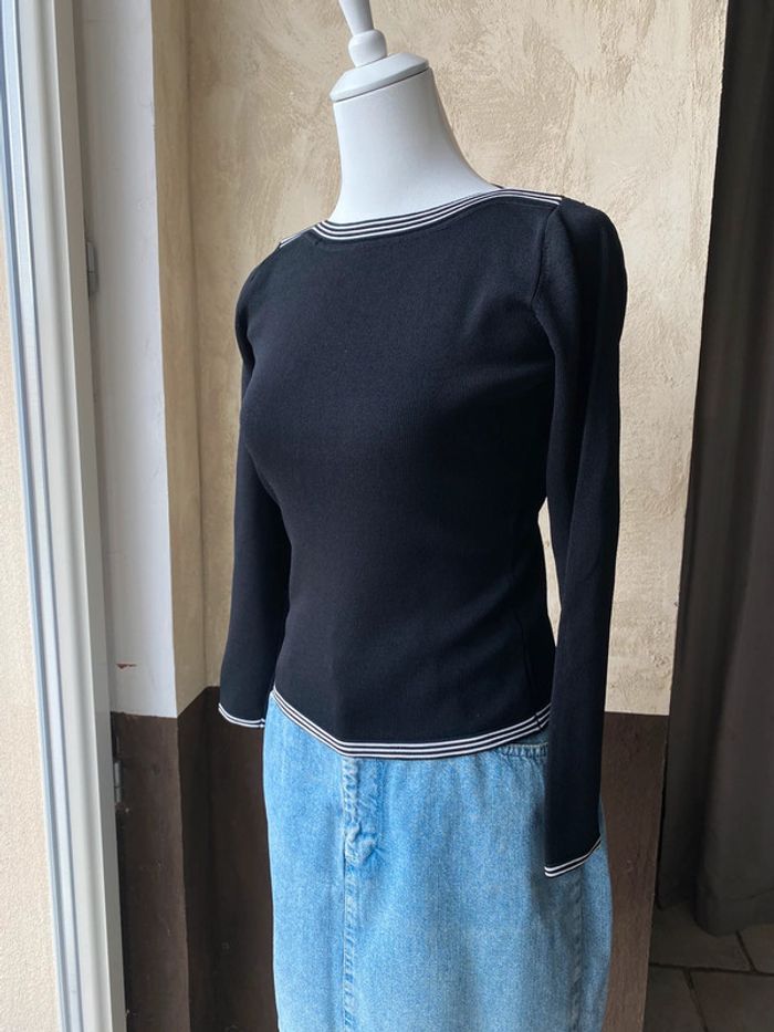 Pull noir col bateau vintage Moda Piu 34/36 - photo numéro 7