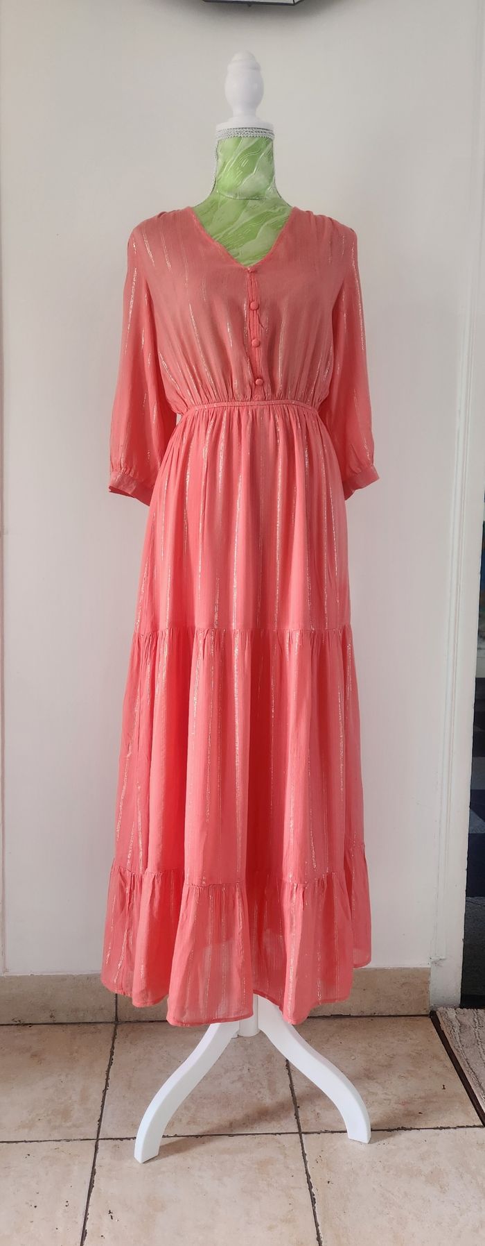 Robe longue corail Maëlle neuve dos ouvert - photo numéro 1