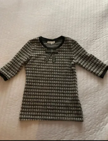 Pull manches 3/4 "Morgan gris à carreaux