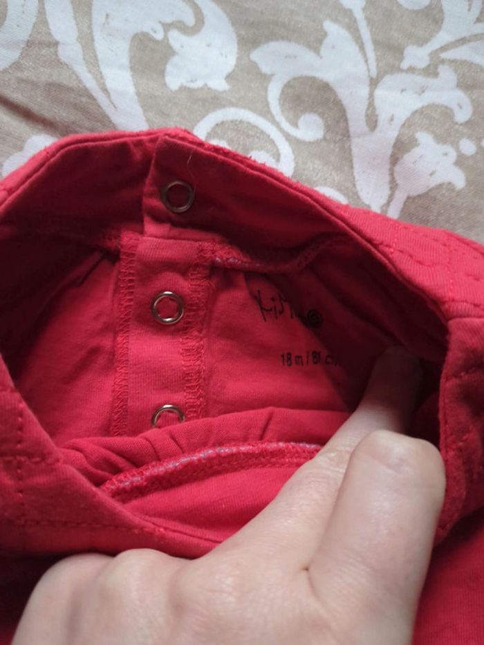 T-shirt manches longues rouge kimbaloo 18 mois col original hibou - photo numéro 2