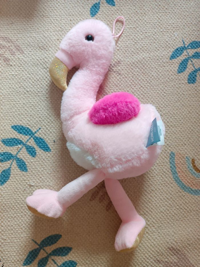 Peluche Flamant rose pailletés 25cm the home deco kids
