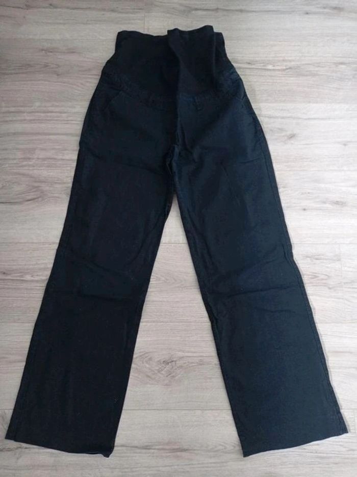 Pantalon noir lin maternité grossesse La halle 36