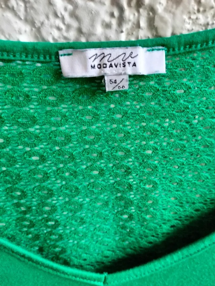 Blouse verte avec dentelle manche courte t52 - photo numéro 4