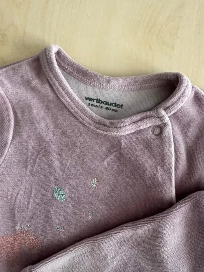Lot de 2 pyjamas fille vertbaudet 1 et 3 mois 50-60 cm - photo numéro 8