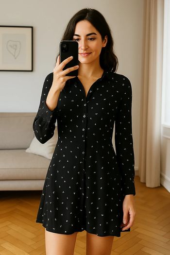 Robe noire à imprimé oiseaux & Other Stories – Taille 32