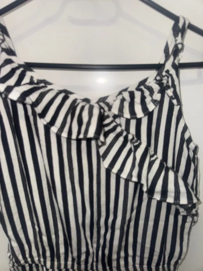 Combinaison short été volants filles rayé - photo numéro 2