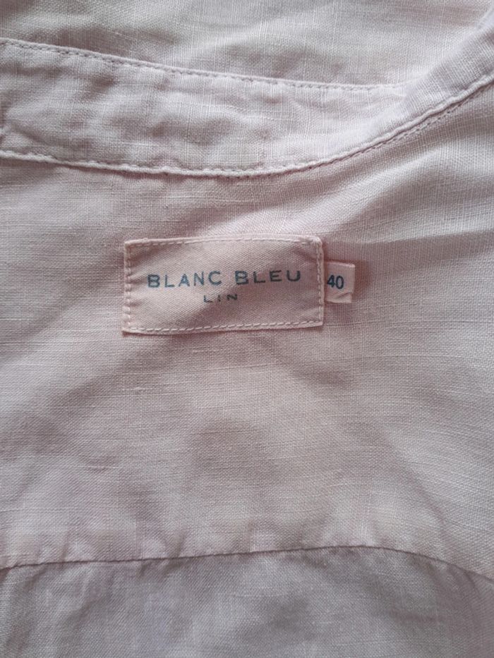 Chemisier manche courte Blanc Bleu Lin - photo numéro 3