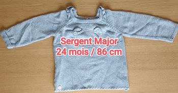 Pull Sergent Major coton motif chat gris 24 mois 86 cm fille