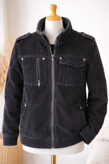 Manteau noir daim velour garçon 12ans kiabi