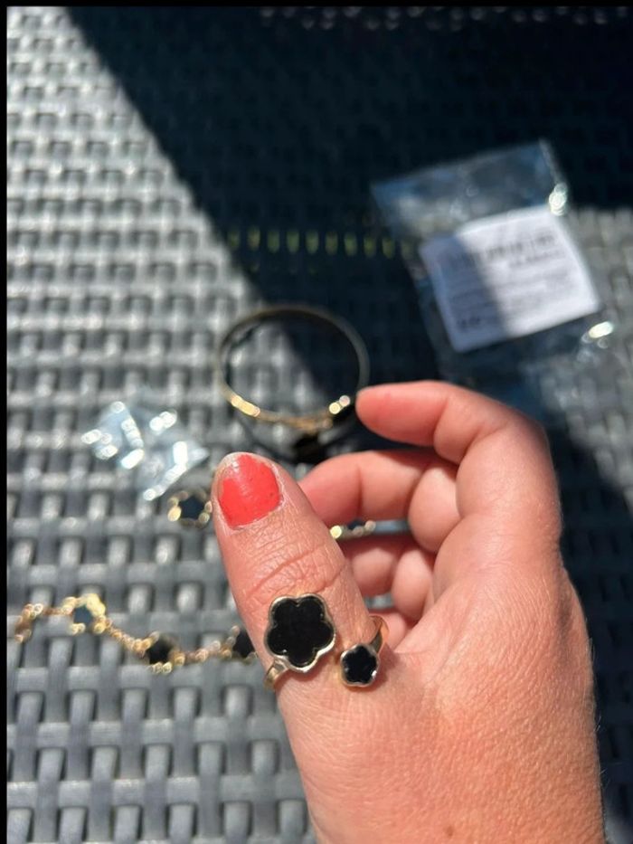 Ensemble parure bijoux en alliage trèfle porte bonheur - photo numéro 2