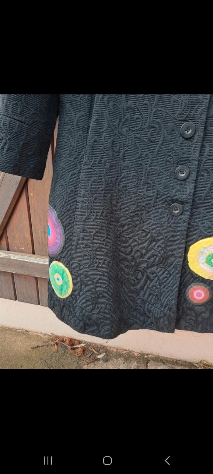 Manteau long femme brodé desigual - photo numéro 3