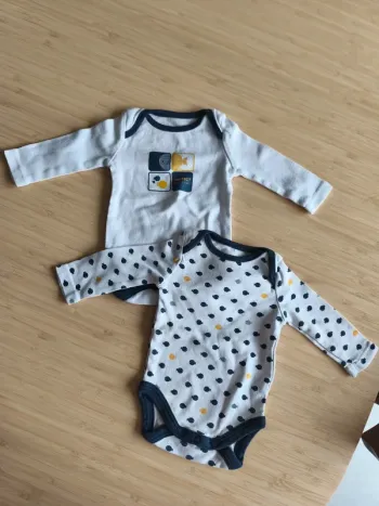 Lot de 2 body manches longues - obaibi - 1 mois - mixte