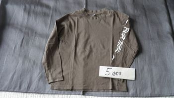 T-shirt manches longues marron mixte 5 ans