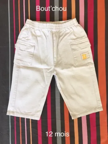 Pantalon en toile beige Bout’chou 12 mois
