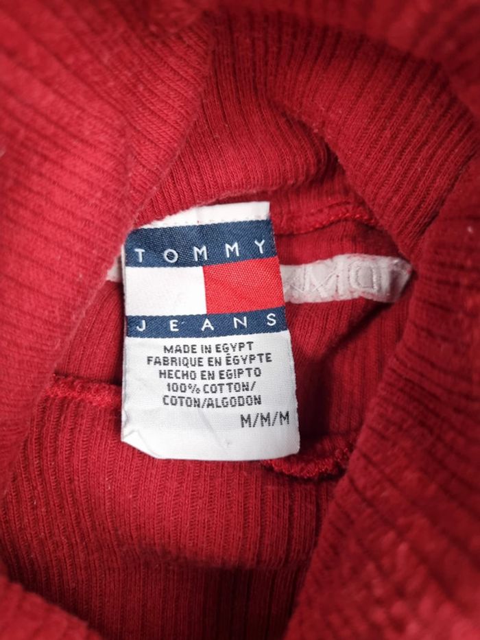 Pull fin col roulé Tommy Jeans rouge – Taille M Femme (mesures en photos) - photo numéro 8