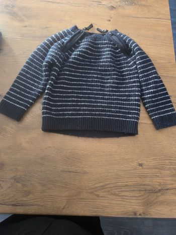 Pull en laine camionneur marinière bleu marine et blanc 3 ans