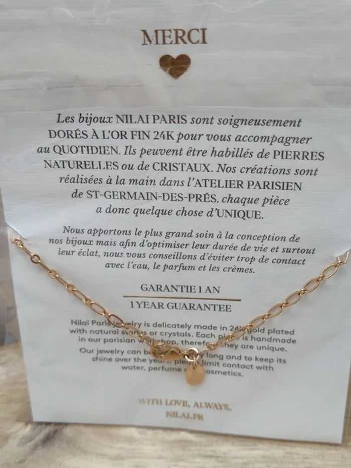 🌈🌝 bracelet pierre de lune arc-en-ciel 🌙doré à l'or fin 24K - photo numéro 2