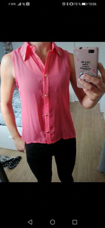débardeur/ chemisier rose/ corail T.36