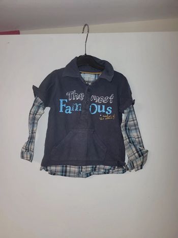 Tee-shirt chemise manche longue 24 mois garçon