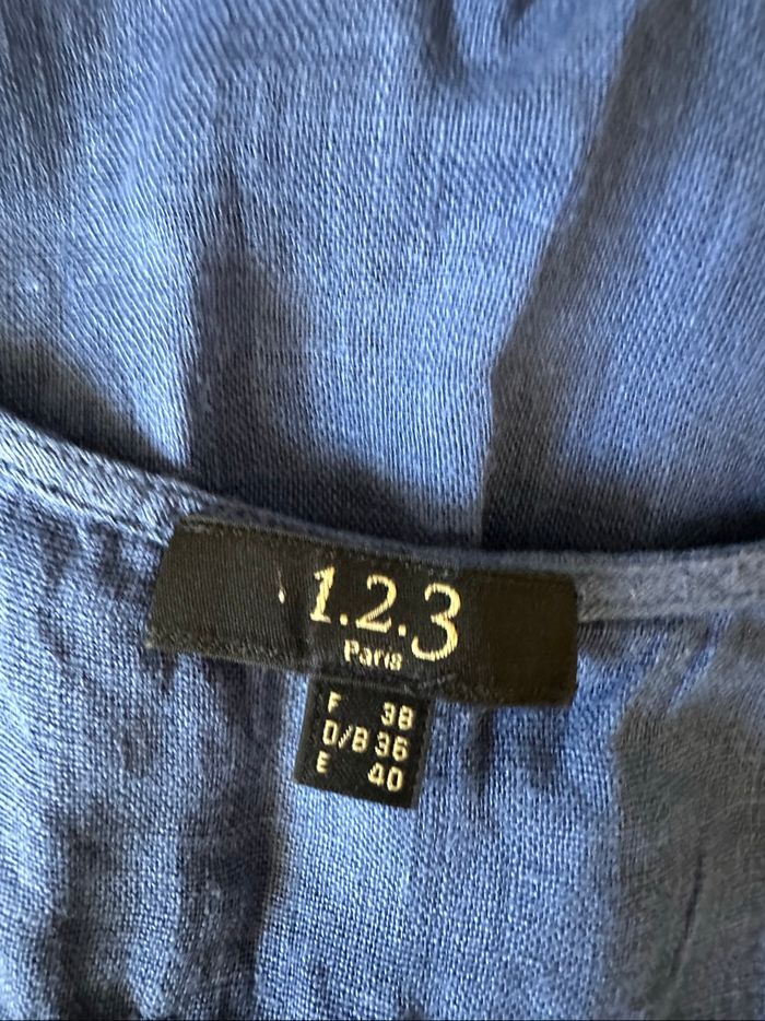 Blouse bleue en lin 123 T38 M - photo numéro 6