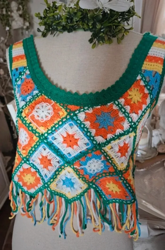 Haut bohème en crochet Taille 40 Neuf - photo numéro 3