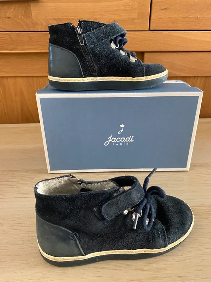 Bottines bottillons jacadi Paris bleu marine garçon fourré polaire hiver pointure 28 - photo numéro 2