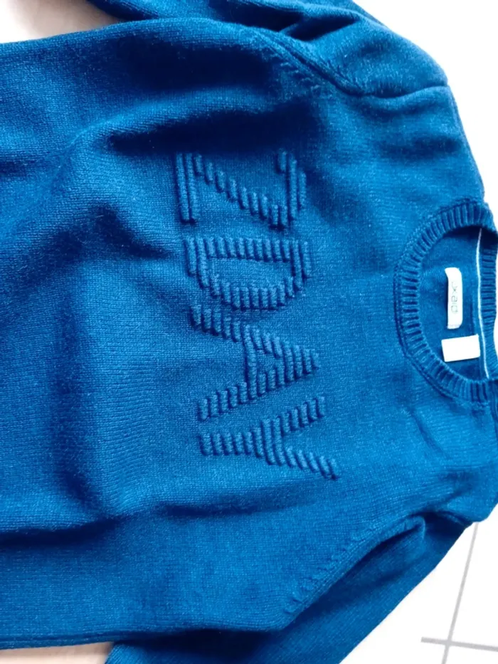 Pull en laine okaidi bleu marine - photo numéro 3