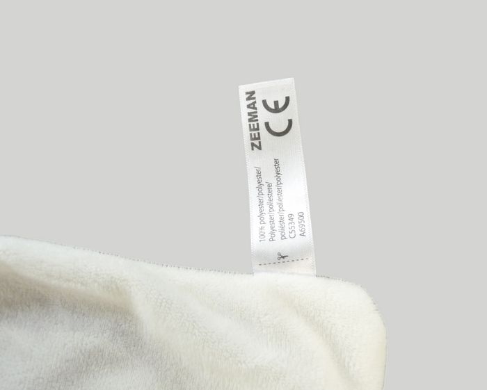 Doudou panda carré plat velours blanc noir Zeeman 24 cm - photo numéro 4
