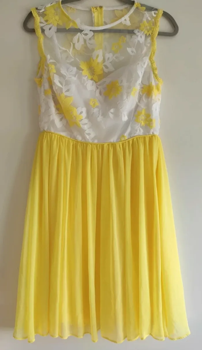 Robe de soirée jaune poussin - Drop en soleil - photo numéro 4
