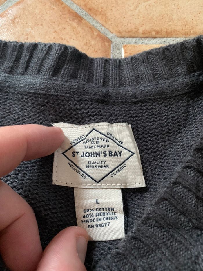 Pull style hiver flocon en coton St John’s bay vintage gris - photo numéro 6