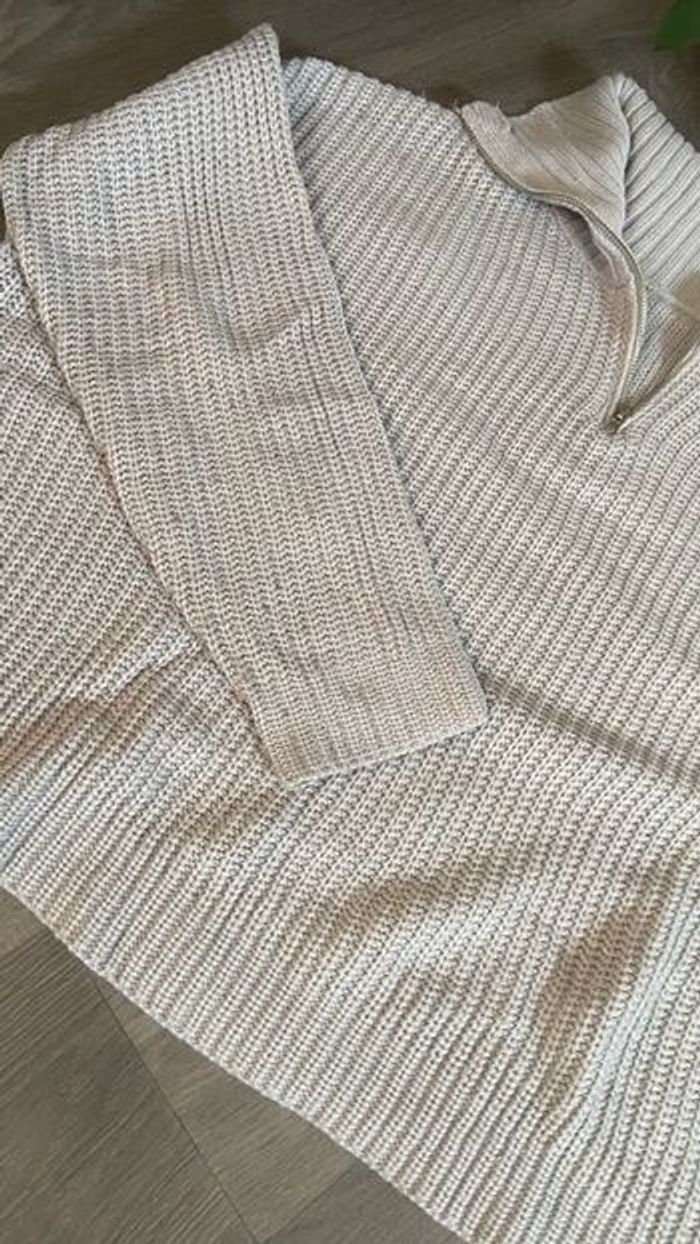 Pull gris en maille col cheminée – Taille M – Très bon état - photo numéro 4