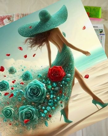 Diamond painting femme robe en fleurs #N029