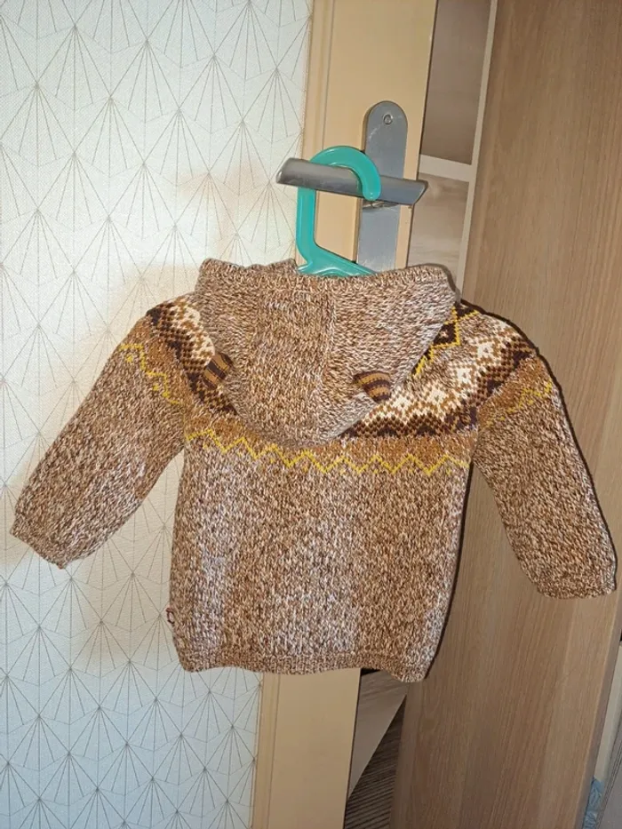 Pull gilet mignon comme neuf dpam 12 mois moutarde porté 1 fois - photo numéro 5
