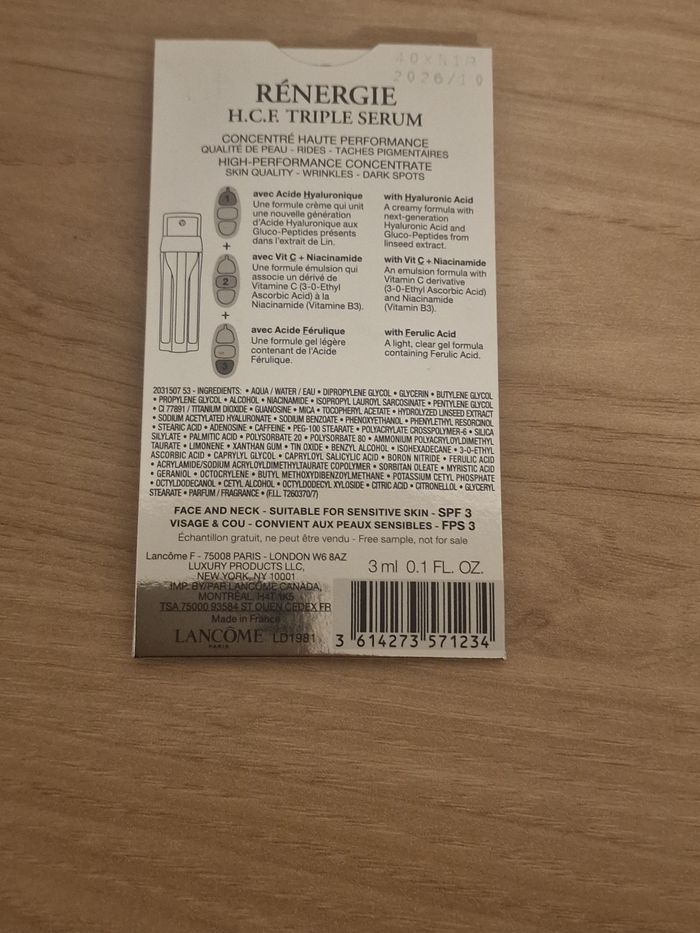 Lancôme Rénergie H.C.F Triple Serum – lot 5×3 ml – Neuf - photo numéro 7