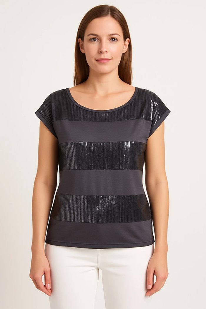 Tee-shirt rayé à sequins Zara