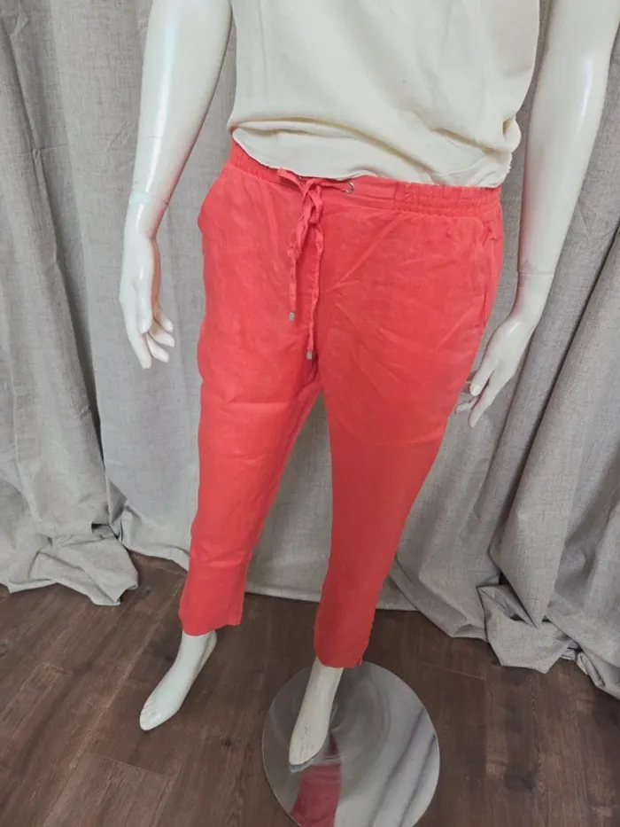Pantalon rose corail en lin S club med