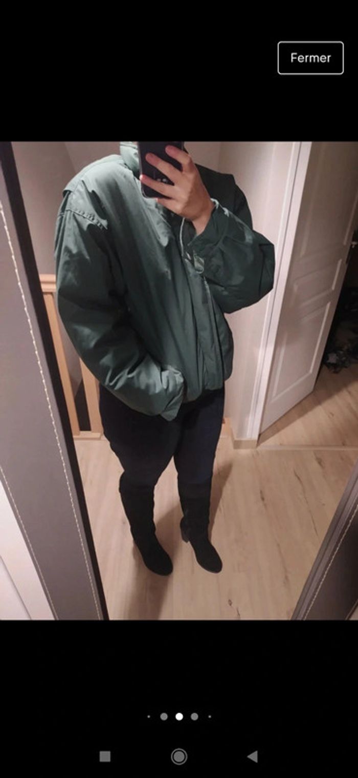 Manteau doudoune façon bomber oversize Kiabi vert kaki taille L - photo numéro 4