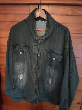 Veste  jean délavé gris fourrure intérieur
