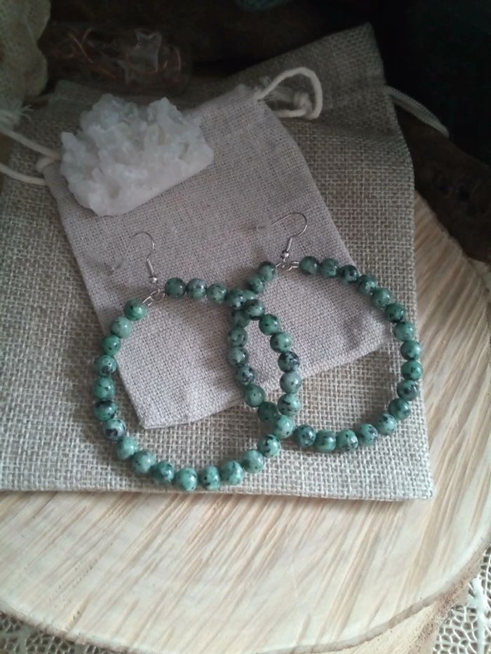 Boucles d'oreilles créoles pierres naturelles