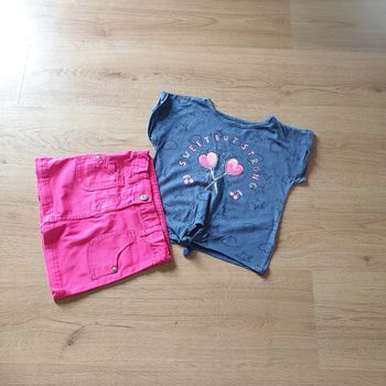 🩷 Ensemble tee-shirt MC jupe 4 ans Kiss melody/Gémo #emyfleury_4ansfille