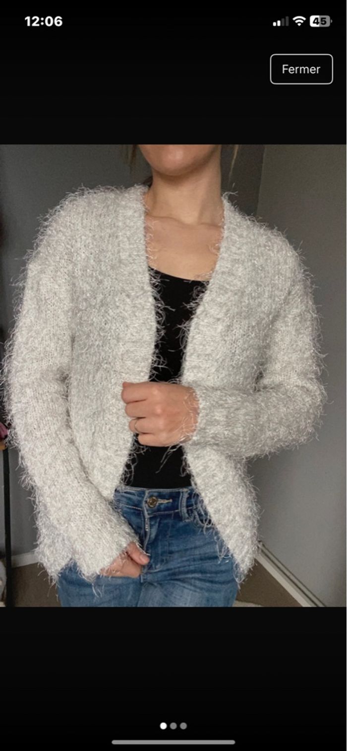 Gilet blanc pailleté in extenso taille s