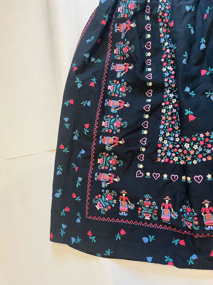 Jupe vintage noire  à motifs fleuris taille Xs/34 - photo numéro 4