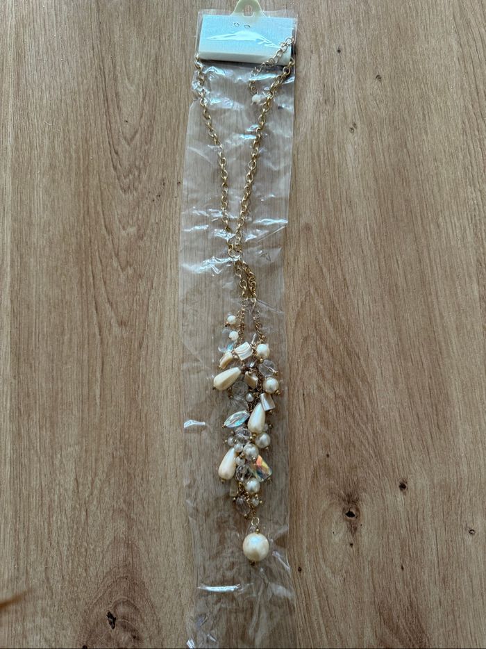 Collier long doré blanc boutique indépendante taille unique - photo numéro 5
