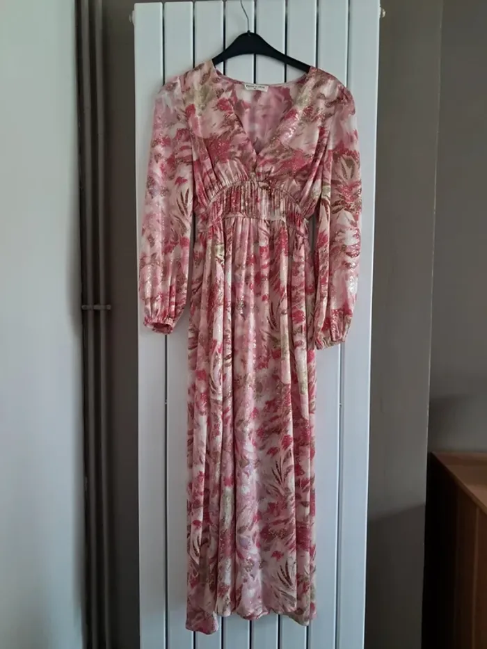 Robe longue rose et dorée Peace & Love