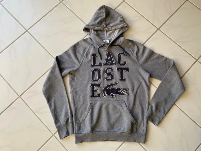 Sweat à capuche Lacoste gris M – Logo brodé XXL – État impeccable - photo numéro 2
