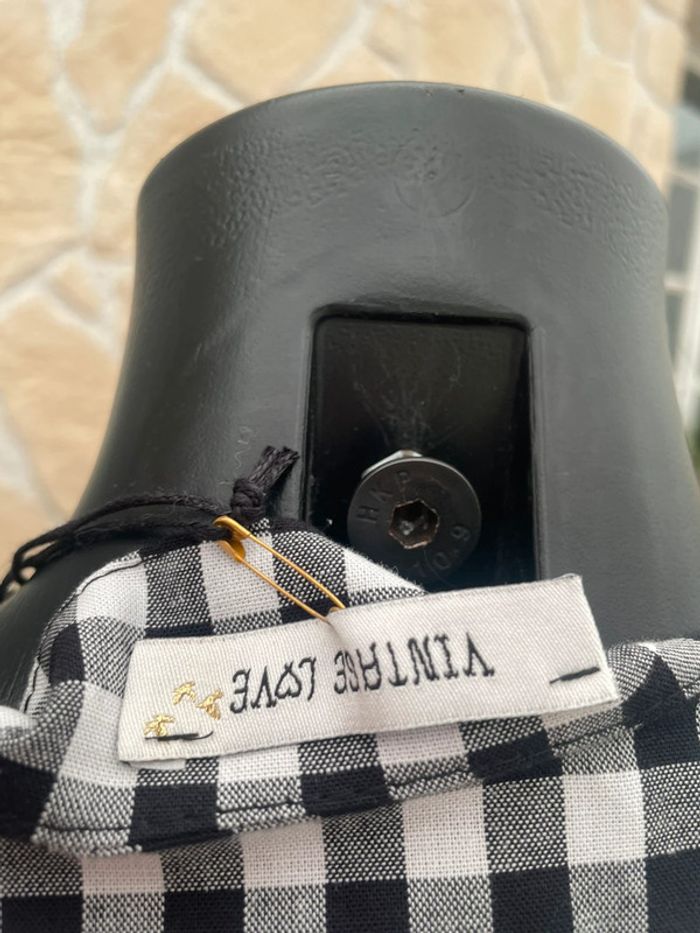 Neuve avec étiquette Robe vintage love taille 1 S M 36 38 blanche et noire à carreaux vichy - photo numéro 5