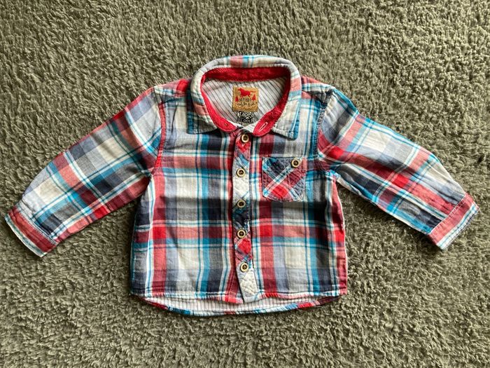 Chemise ML bleu/rouge 23 mois
