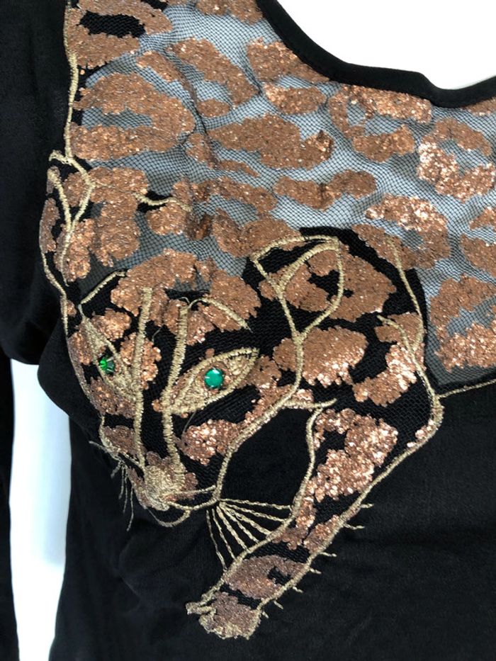 Haut noir vintage avec tigre taille 40 42 très bon état - photo numéro 11